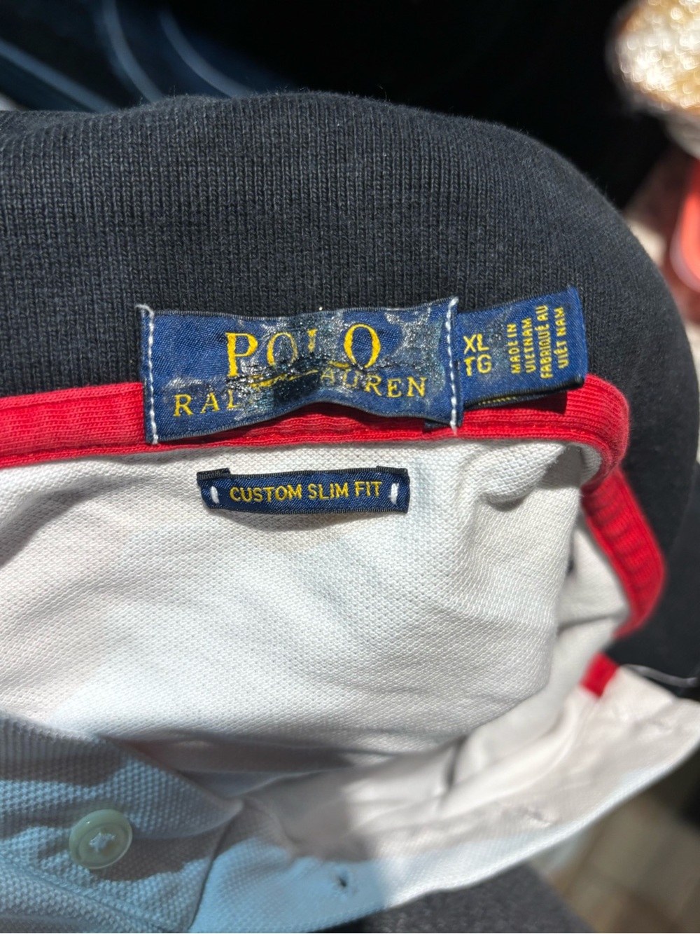 Polo by Ralph Lauren White Polo Shirt with Red and Navy Stripes - Picture 4 of 4
